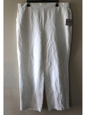 Kasper Womens Pull On White Linen Blend Pants Wide Leg XL NWT